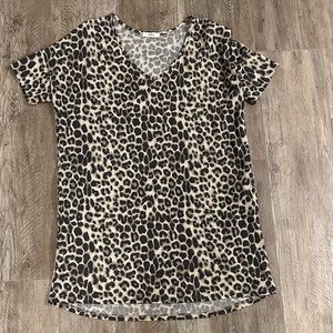 Cherish Black and Tan Leopard Print V-Neck Top